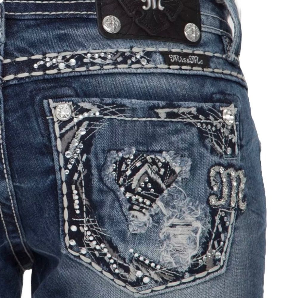 Miss Me Signature Cropped Rhinestone Distressed Jeans